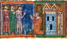 Abraham-Welcomes-Strangers-in-14th-Century-illuminated-manuscript